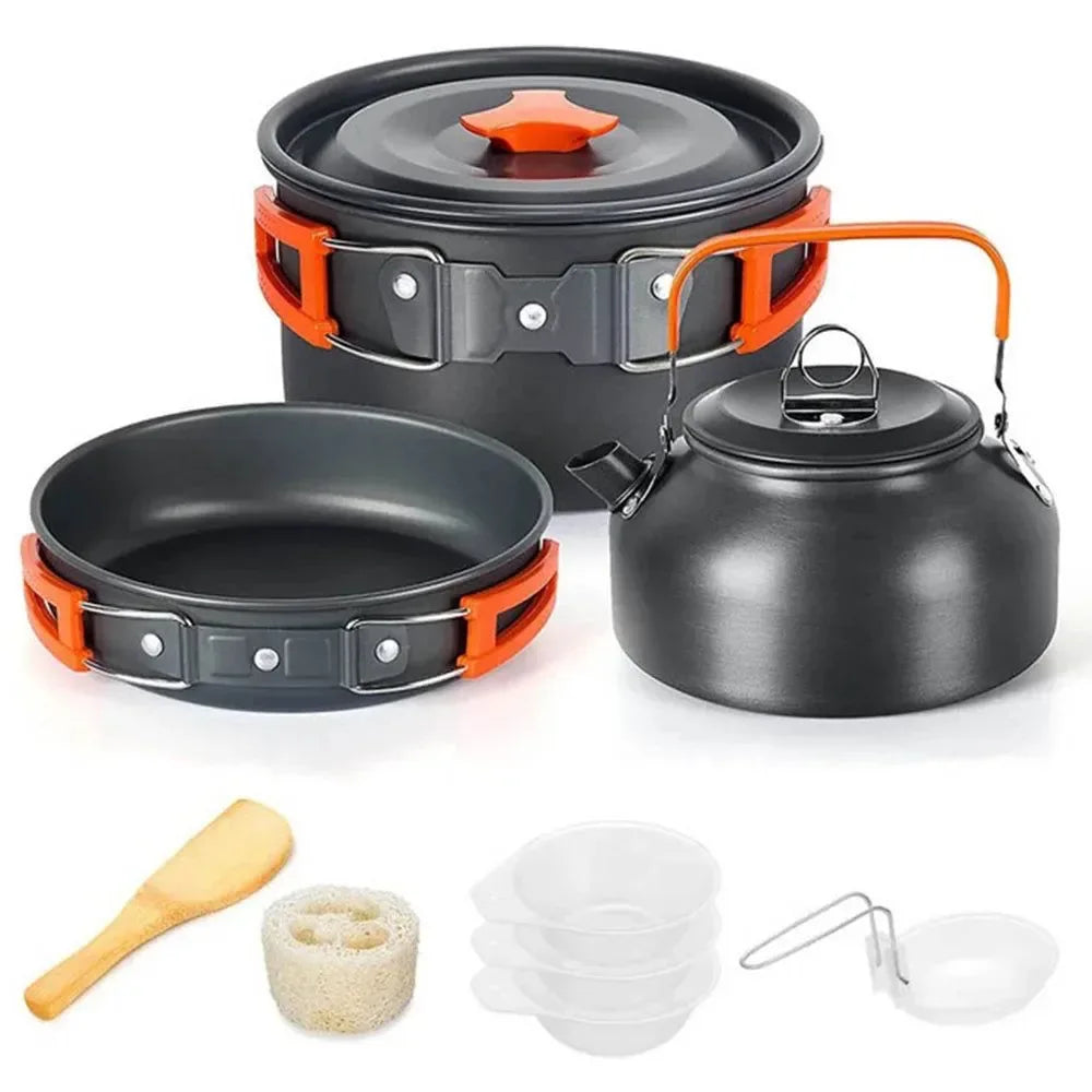 Ultralight Camping Cookware Set - Non-Stick 3-Piece Aluminum Pot/Pan/Kettle - Trekker Essentials