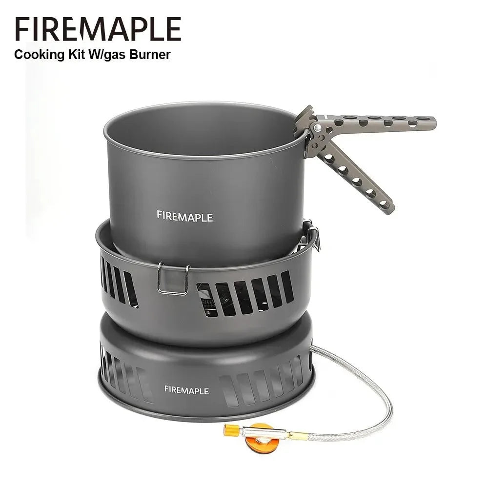 Ultralight Camping Cookware Set with Gas Burner – 5+ Person Aluminum Alloy Pot System for Hiking, Backpacking & Picnics - Trekker Essentials