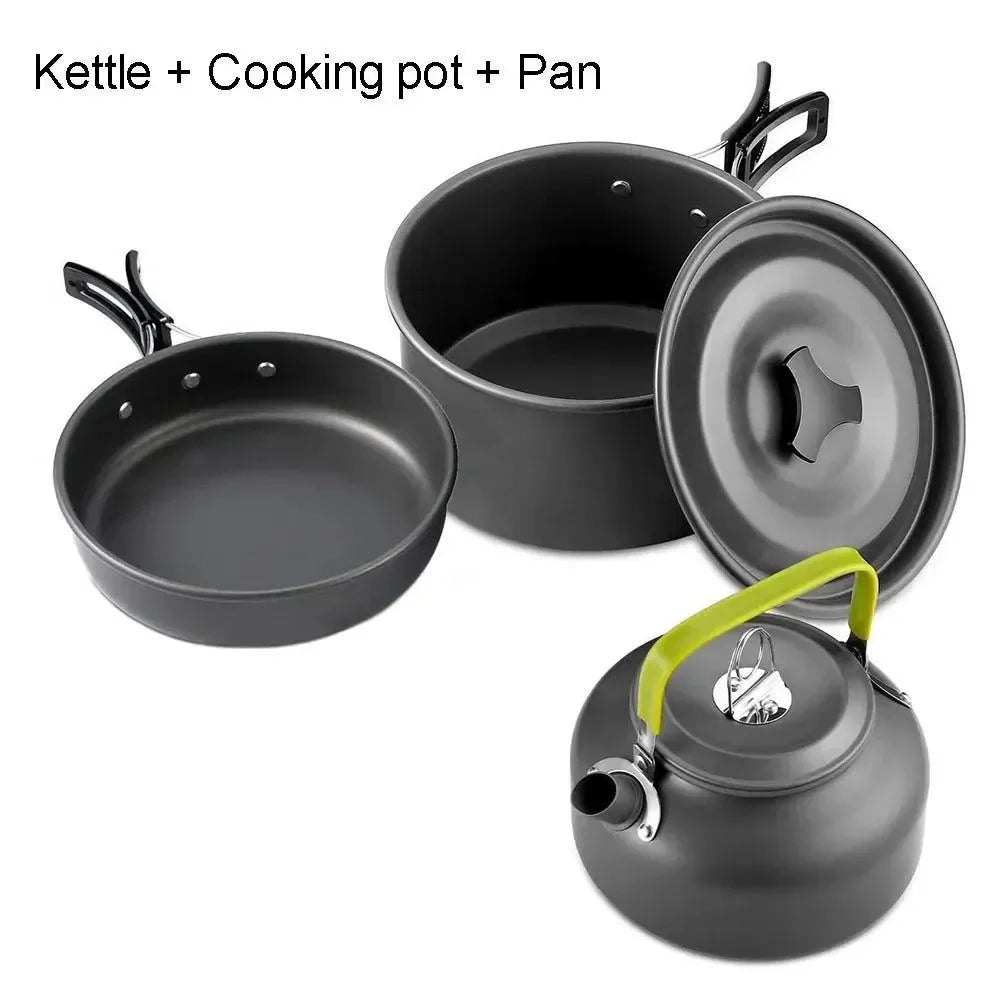Ultralight Camping Cookware Set - Non-Stick 3-Piece Aluminum Pot/Pan/Kettle - Trekker Essentials