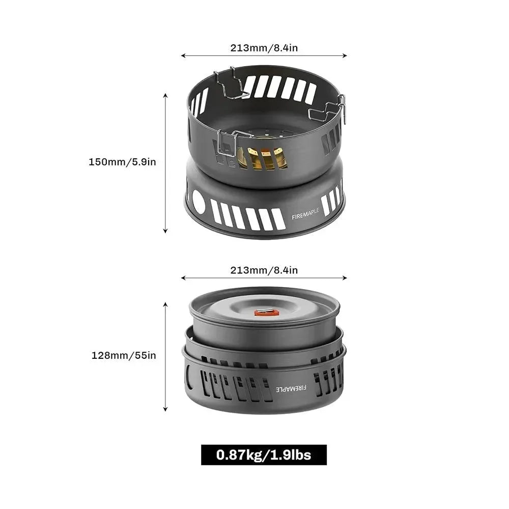 Ultralight Camping Cookware Set with Gas Burner – 5+ Person Aluminum Alloy Pot System for Hiking, Backpacking & Picnics - Trekker Essentials