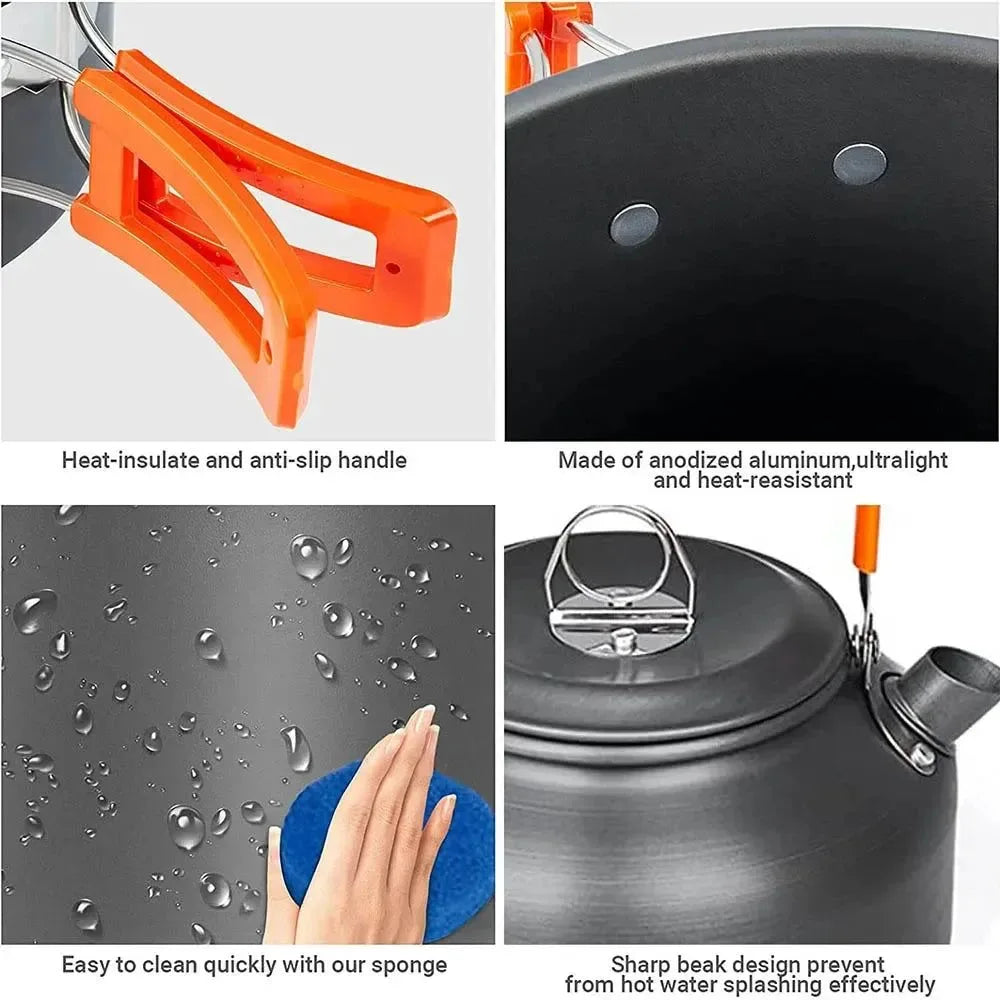 Ultralight Camping Cookware Set - Non-Stick 3-Piece Aluminum Pot/Pan/Kettle - Trekker Essentials