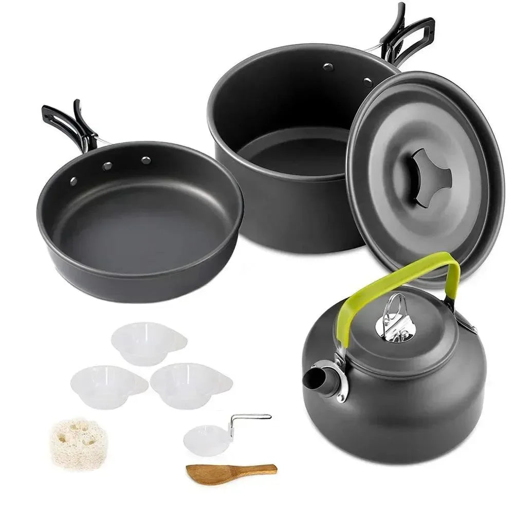 Ultralight Camping Cookware Set - Non-Stick 3-Piece Aluminum Pot/Pan/Kettle - Trekker Essentials