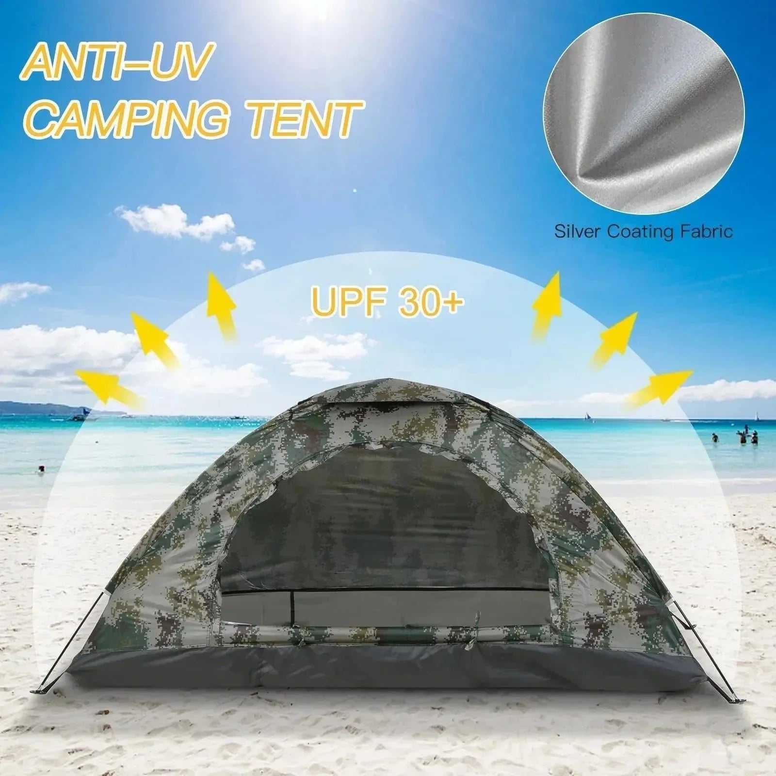 Ultralight Camping Tent - Single Layer Portable Tent with Anti-UV Coating UPF 30+ for Outdoor Beach Fishing - Trekker Essentials