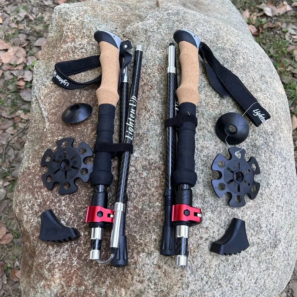 Ultralight Carbon Fiber Trekking Poles: Folding Hiking and Nordic Walking Sticks with Quick Flip-Lock - Trekker Essentials