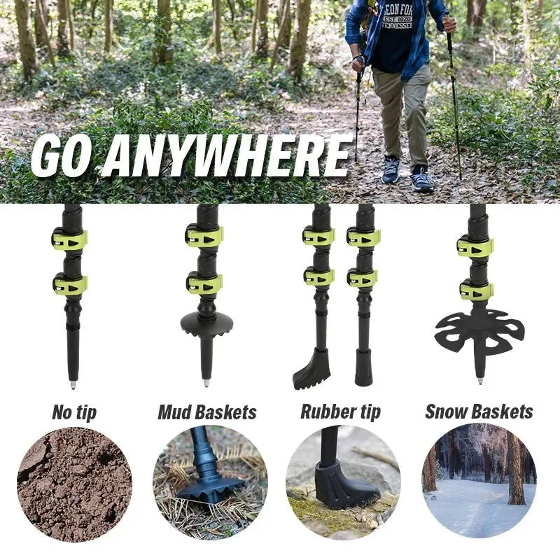 Ultralight Carbon Fiber Trekking Poles - Adjustable Alpenstock with Quick Lock - Trekker Essentials