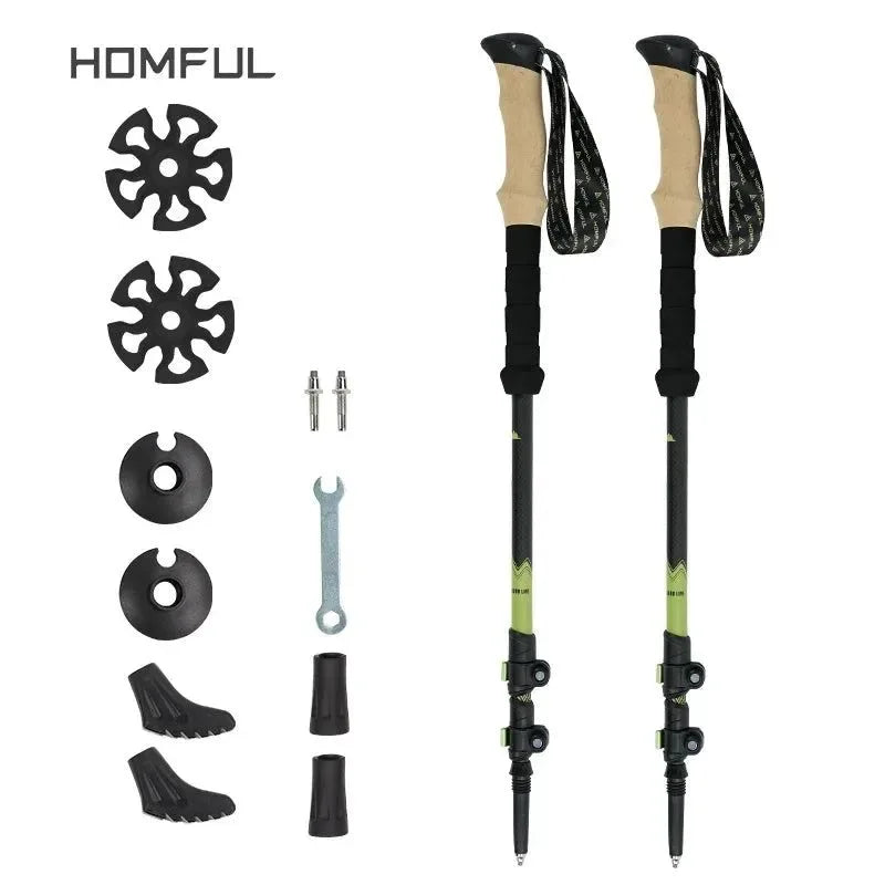 Ultralight Carbon Fiber Trekking Poles - Adjustable Alpenstock with Quick Lock - Trekker Essentials