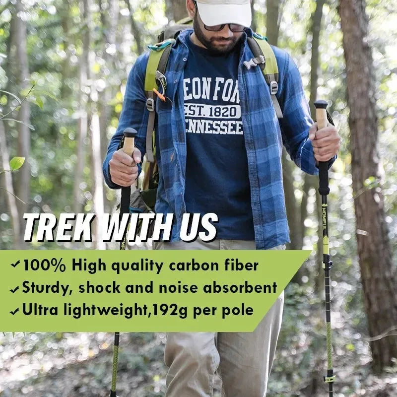 Ultralight Carbon Fiber Trekking Poles - Adjustable Alpenstock with Quick Lock - Trekker Essentials