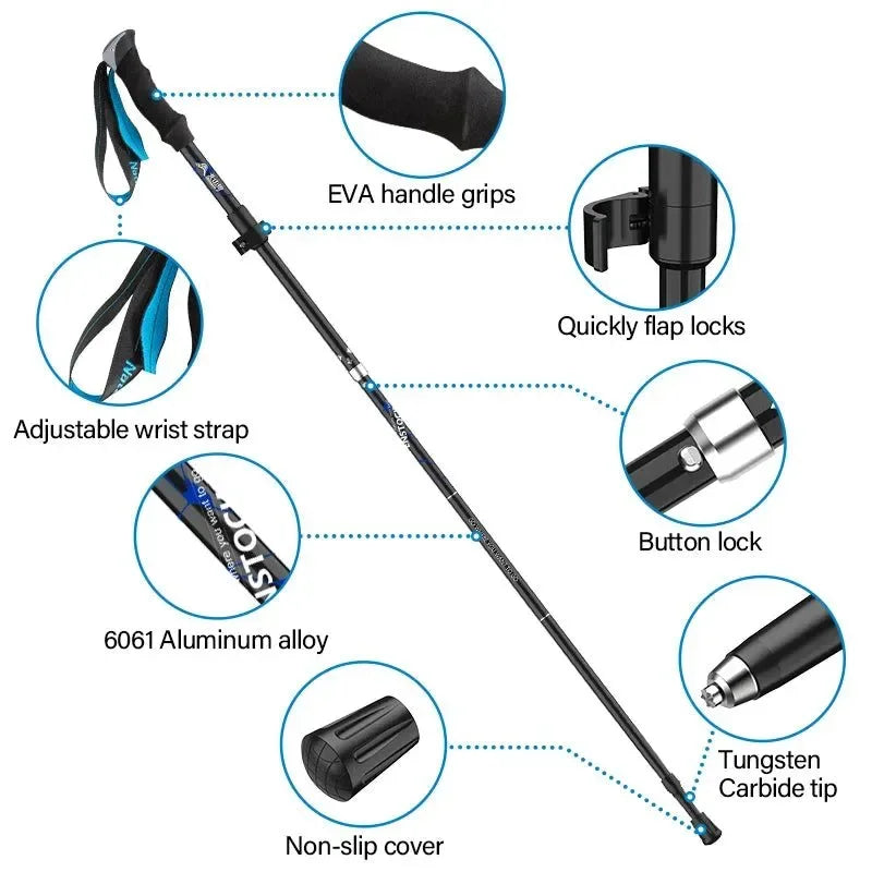 Ultralight Folding Aluminum Trekking Poles - Set of 2 for Hiking, Walking, and Nordic Activities - Trekker Essentials