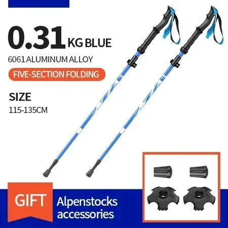 Ultralight Folding Aluminum Trekking Poles - Set of 2 for Hiking, Walking, and Nordic Activities - Trekker Essentials