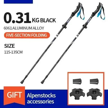 Ultralight Folding Aluminum Trekking Poles - Set of 2 for Hiking, Walking, and Nordic Activities - Trekker Essentials