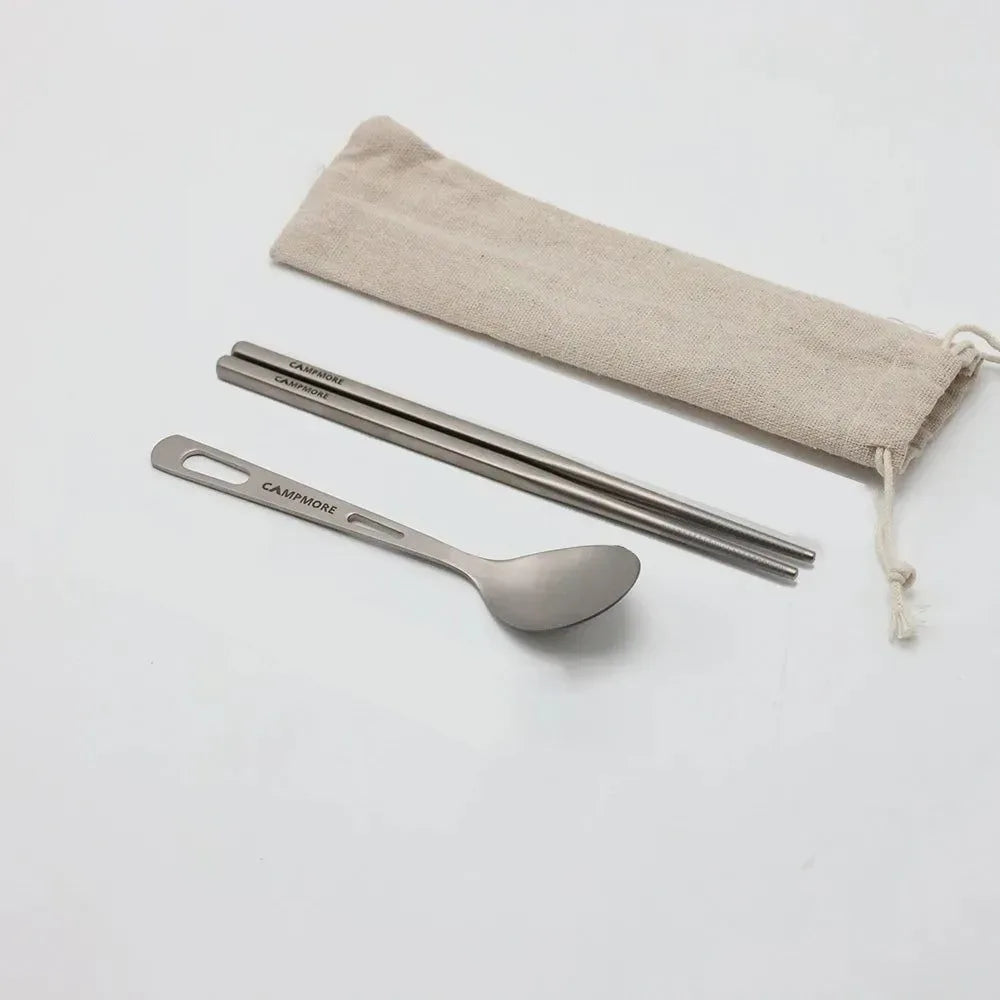 Ultralight Titanium Tableware Set - Portable Knife, Fork, Spoon for Outdoor Camping, Hiking, and Travel - Trekker Essentials