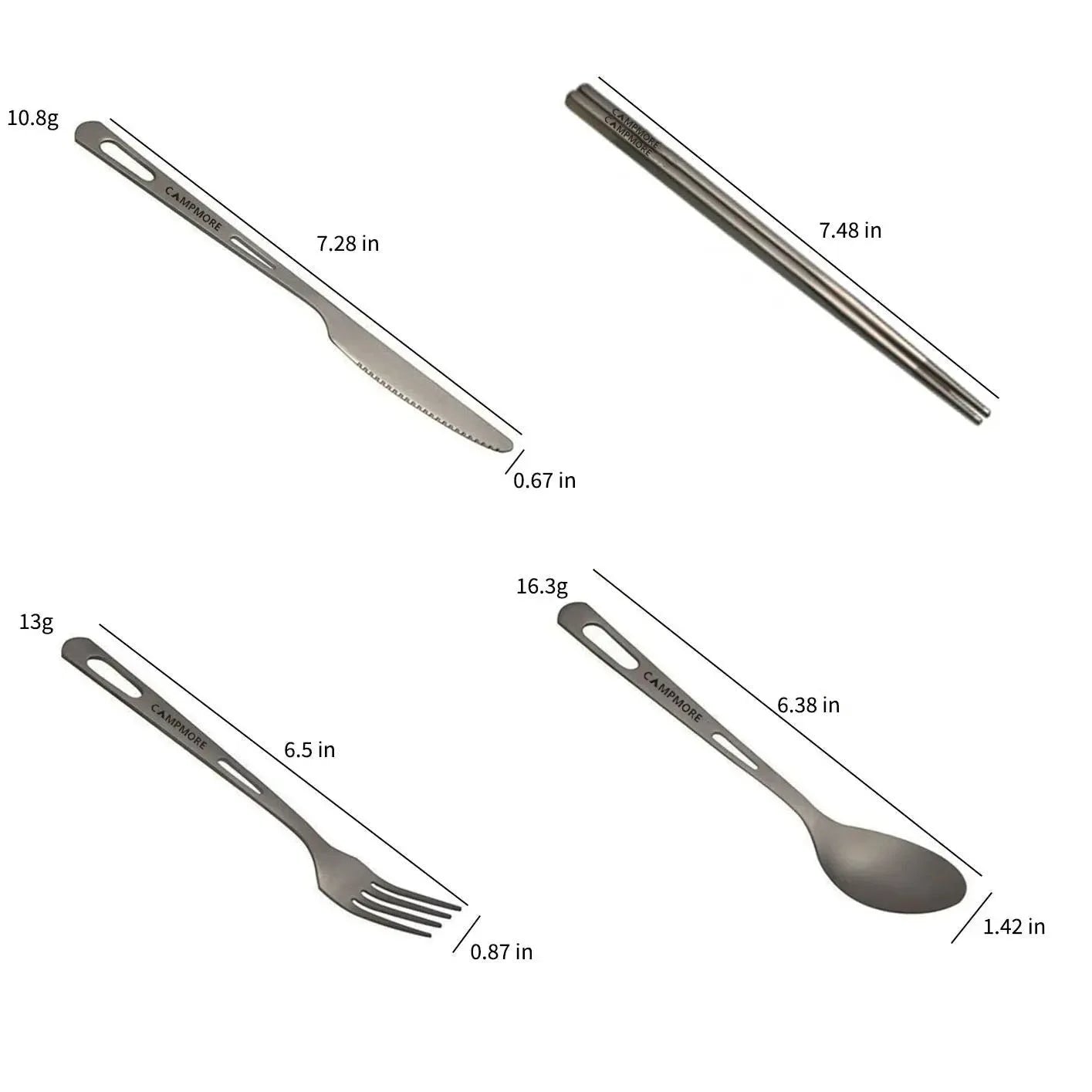 Ultralight Titanium Tableware Set - Portable Knife, Fork, Spoon for Outdoor Camping, Hiking, and Travel - Trekker Essentials