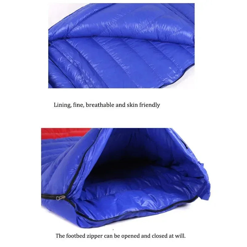 Ultralight Waterproof Envelope-Type Goose Down Sleeping Bag for Backpacking, Camping, and Travel - Trekker Essentials