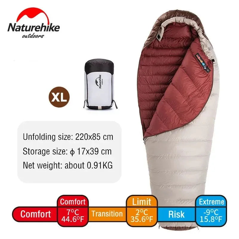 Ultralight Waterproof Mummy Sleeping Bag - SnowBird Duck Down for Winter Camping - Trekker Essentials