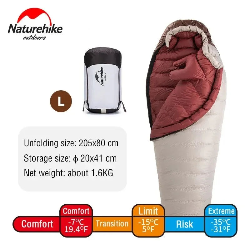 Ultralight Waterproof Mummy Sleeping Bag - SnowBird Duck Down for Winter Camping - Trekker Essentials