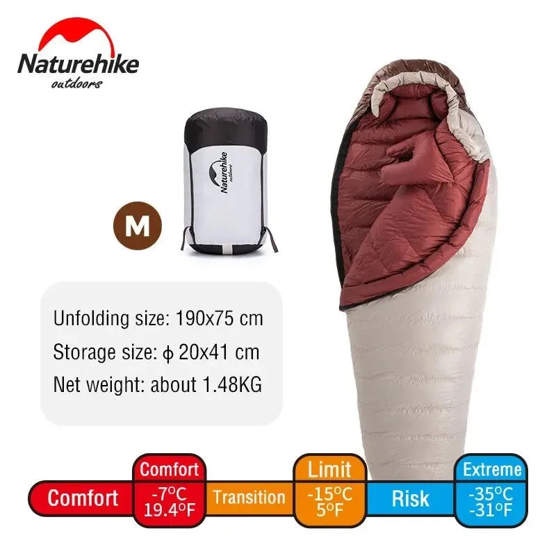 Ultralight Waterproof Mummy Sleeping Bag - SnowBird Duck Down for Winter Camping - Trekker Essentials