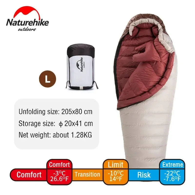 Ultralight Waterproof Mummy Sleeping Bag - SnowBird Duck Down for Winter Camping - Trekker Essentials