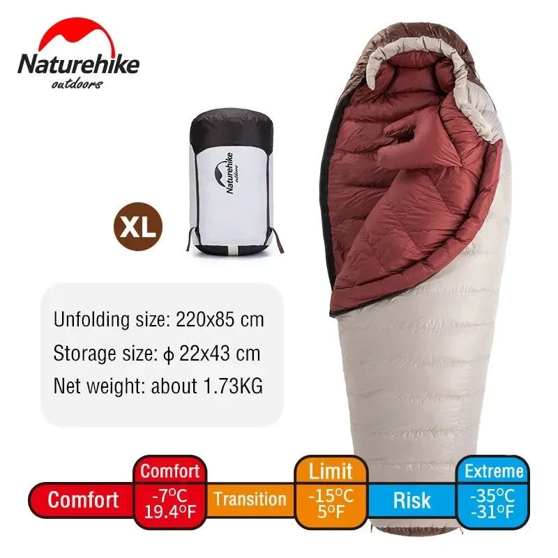 Ultralight Waterproof Mummy Sleeping Bag - SnowBird Duck Down for Winter Camping - Trekker Essentials