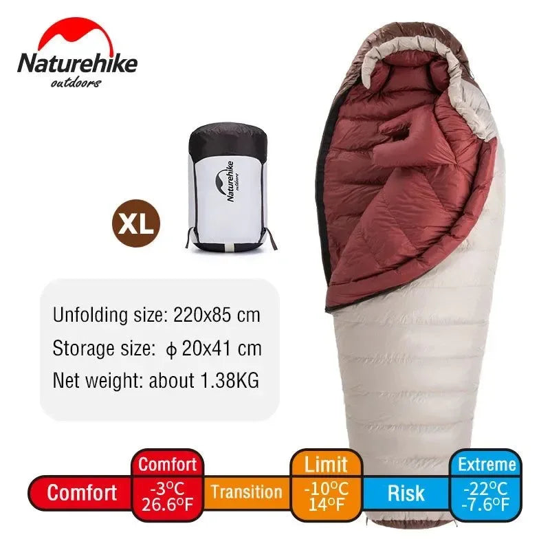 Ultralight Waterproof Mummy Sleeping Bag - SnowBird Duck Down for Winter Camping - Trekker Essentials