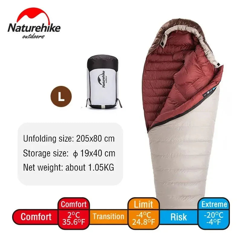 Ultralight Waterproof Mummy Sleeping Bag - SnowBird Duck Down for Winter Camping - Trekker Essentials