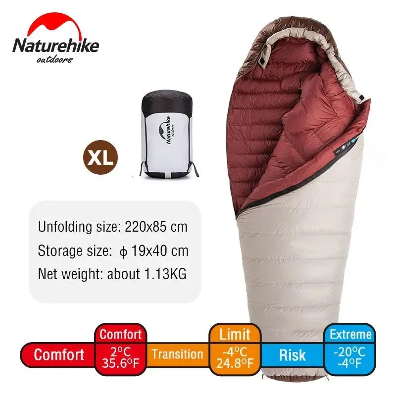 Ultralight Waterproof Mummy Sleeping Bag - SnowBird Duck Down for Winter Camping - Trekker Essentials