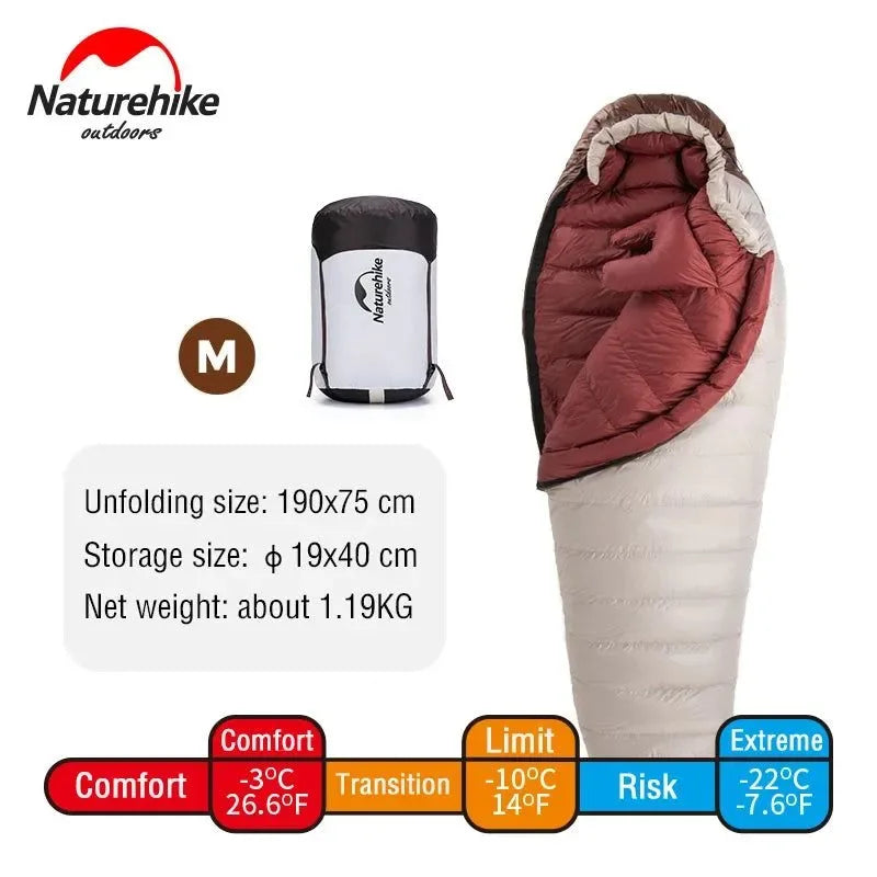 Ultralight Waterproof Mummy Sleeping Bag - SnowBird Duck Down for Winter Camping - Trekker Essentials