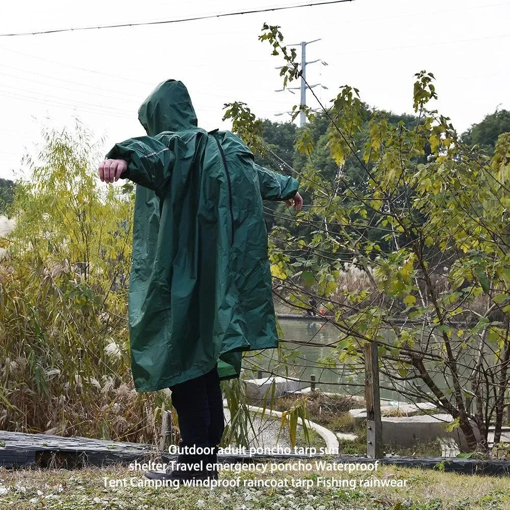 Ultralight Waterproof Poncho Tarp, 40D Silicone Raincoat for Hiking and Camping - Trekker Essentials
