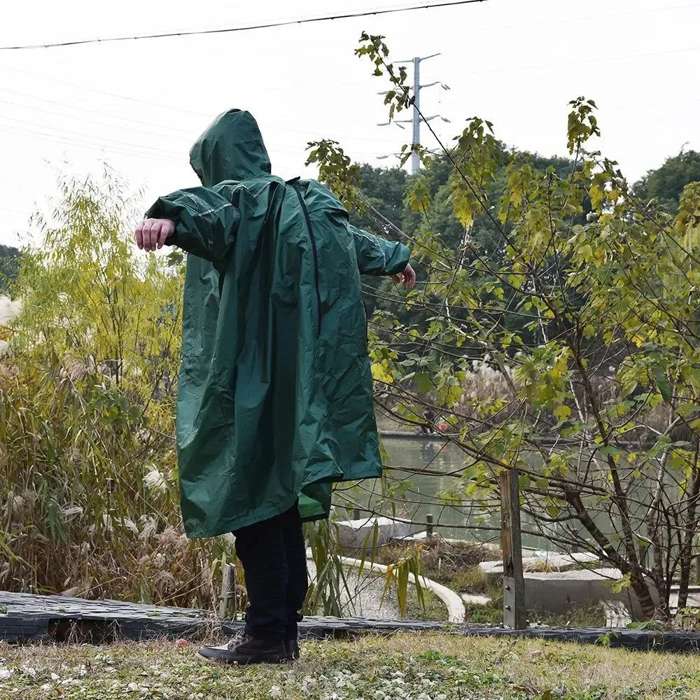 Ultralight Waterproof Poncho Tarp, 40D Silicone Raincoat for Hiking and Camping - Trekker Essentials