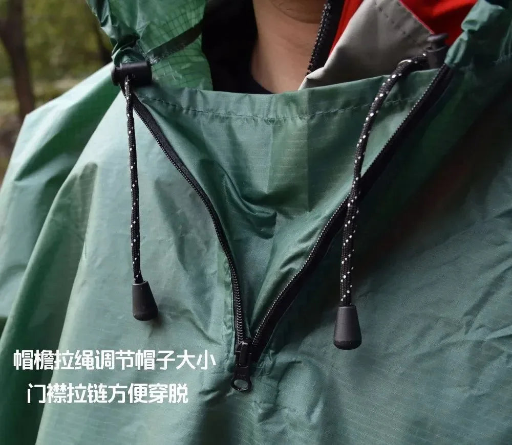 Ultralight Waterproof Poncho Tarp, 40D Silicone Raincoat for Hiking and Camping - Trekker Essentials