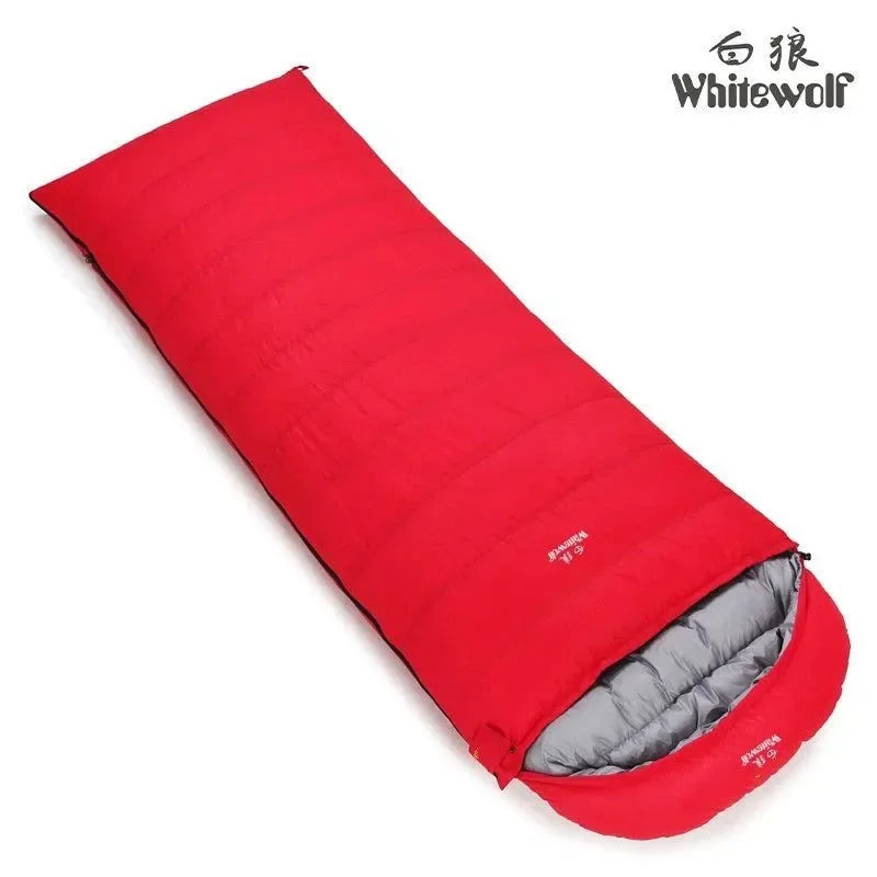 Ultralight White Goose Down Envelope Sleeping Bag with Cap - Portable and Warm for Outdoor Camping - Trekker Essentials