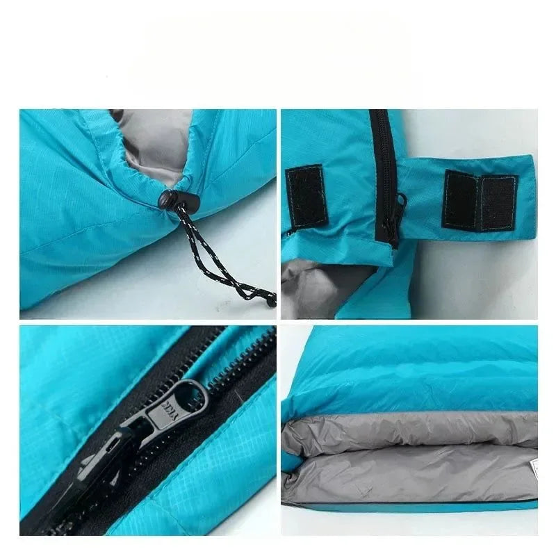 Ultralight White Goose Down Envelope Sleeping Bag with Cap - Portable and Warm for Outdoor Camping - Trekker Essentials