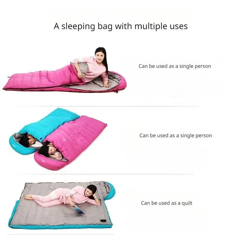 Ultralight White Goose Down Envelope Sleeping Bag with Cap - Portable and Warm for Outdoor Camping - Trekker Essentials