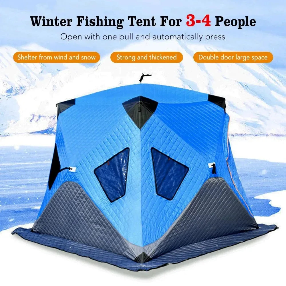 Upgrade 3-4 Person Fishing Tent for Winter Camping - Portable, Waterproof, and Warm Outdoor Shelter - Trekker Essentials