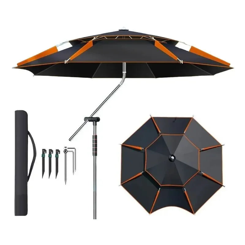 Upgraded Fishing Umbrella – Large Parasol with Stainless Steel Rod for Outdoor Sunshade - Trekker Essentials