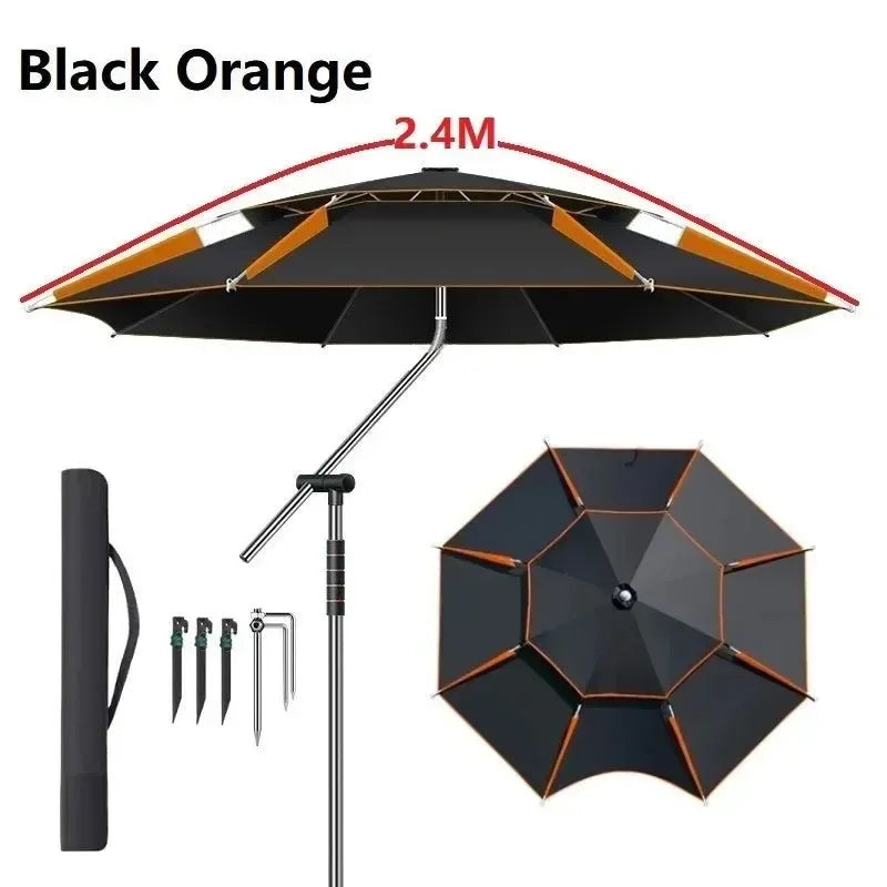 Upgraded Fishing Umbrella – Large Parasol with Stainless Steel Rod for Outdoor Sunshade - Trekker Essentials