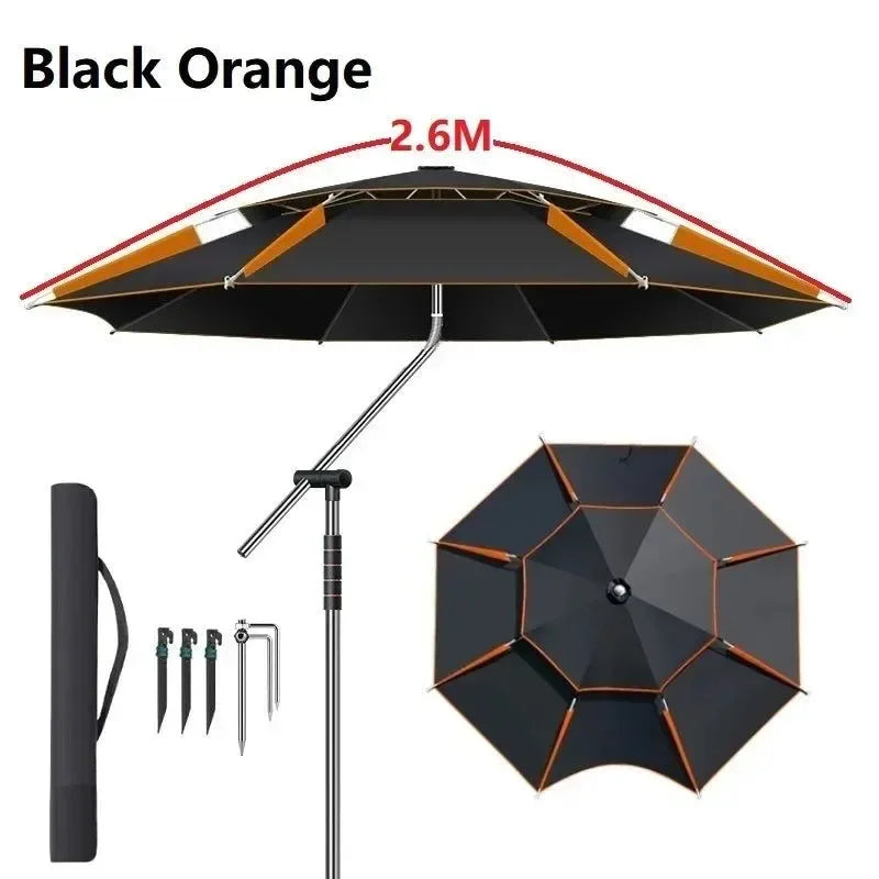 Upgraded Fishing Umbrella – Large Parasol with Stainless Steel Rod for Outdoor Sunshade - Trekker Essentials