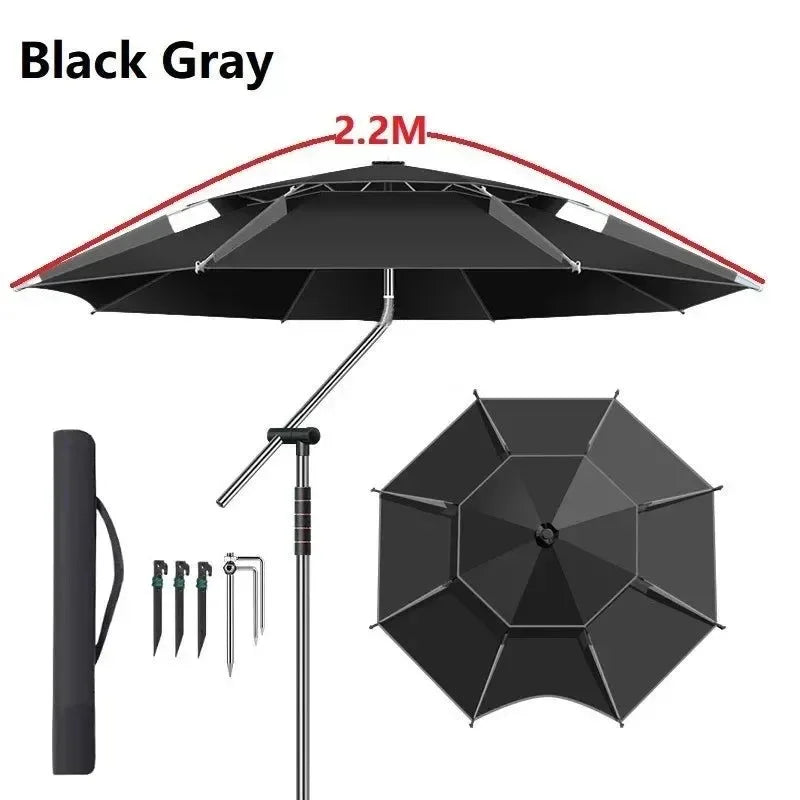 Upgraded Fishing Umbrella – Large Parasol with Stainless Steel Rod for Outdoor Sunshade - Trekker Essentials