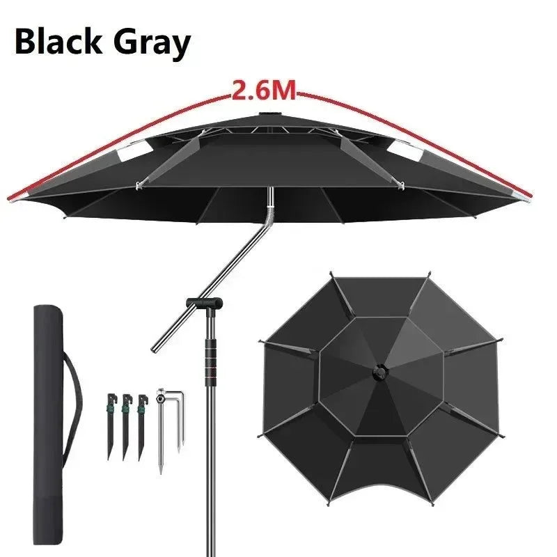 Upgraded Fishing Umbrella – Large Parasol with Stainless Steel Rod for Outdoor Sunshade - Trekker Essentials