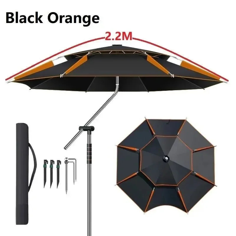 Upgraded Fishing Umbrella – Large Parasol with Stainless Steel Rod for Outdoor Sunshade - Trekker Essentials