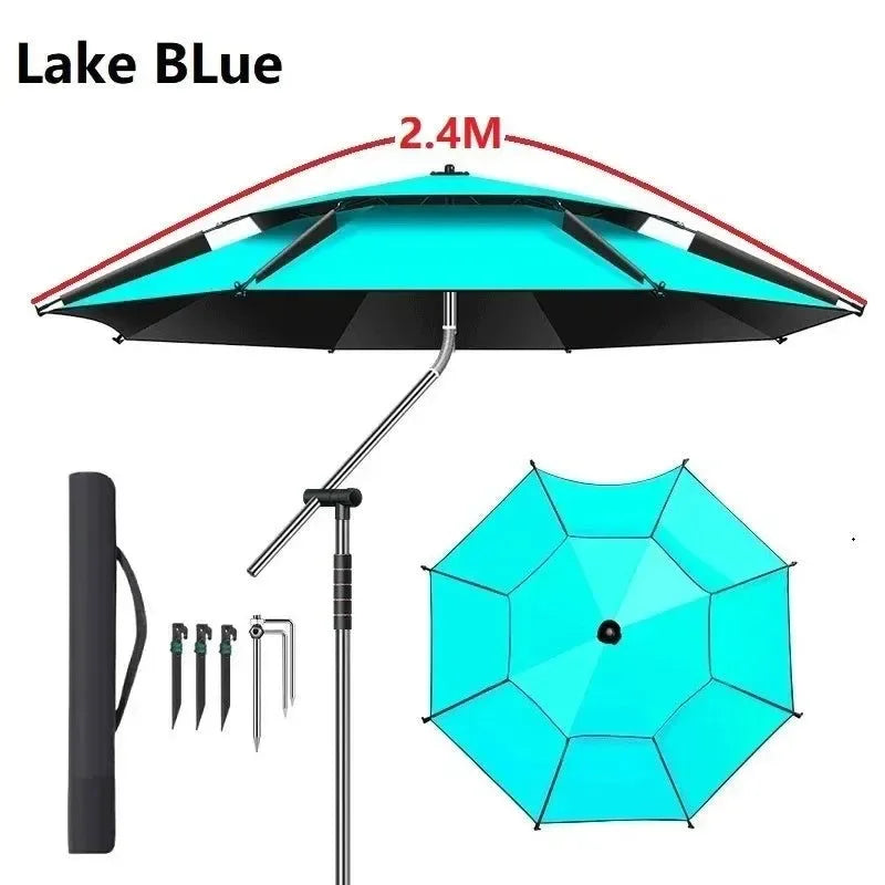 Upgraded Fishing Umbrella – Large Parasol with Stainless Steel Rod for Outdoor Sunshade - Trekker Essentials