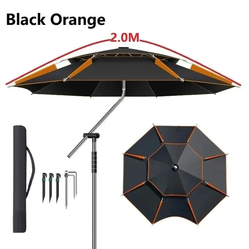 Upgraded Fishing Umbrella – Large Parasol with Stainless Steel Rod for Outdoor Sunshade - Trekker Essentials