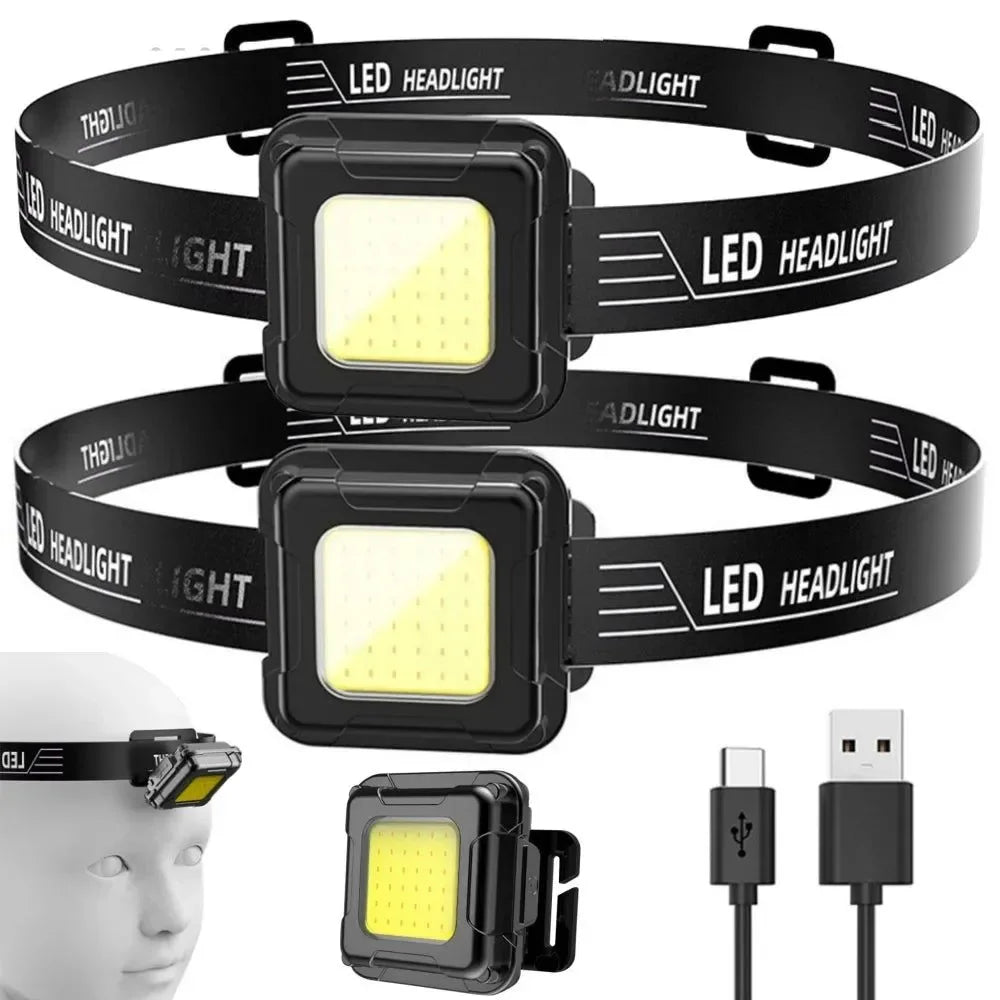 USB-C Rechargeable Headlamp – 200-Lumen COB LED Head Torch with 4 Light Modes, Adjustable Angle for Camping, Hiking, Fishing & Work - Trekker Essentials