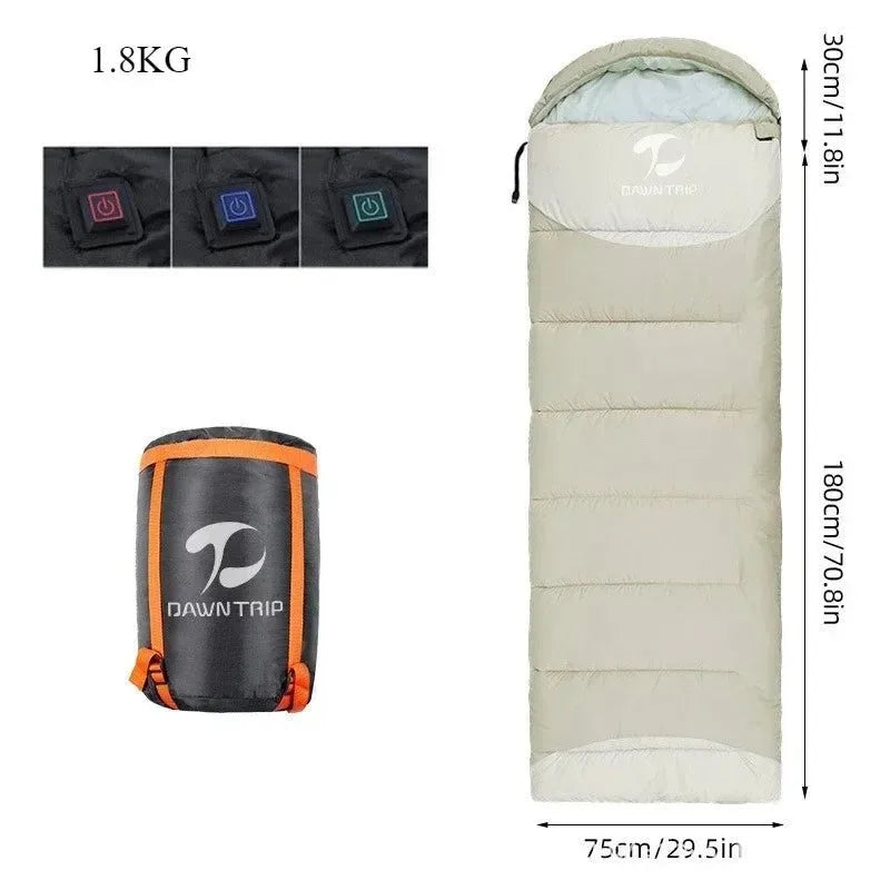 USB Heated Sleeping Bag – Waterproof Lightweight Winter Gear with 4-Zone Heating - Trekker Essentials