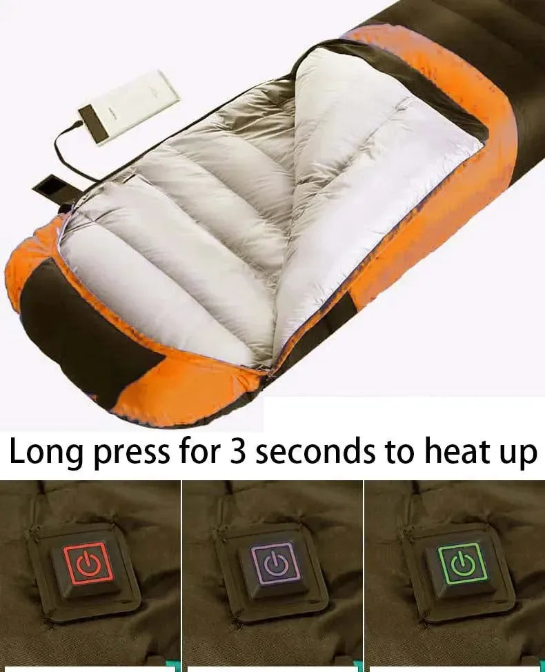 USB Heated Sleeping Bag – Waterproof Lightweight Winter Gear with 4-Zone Heating - Trekker Essentials