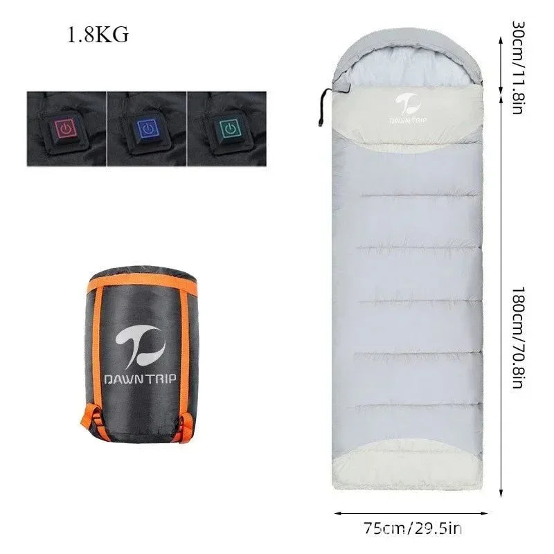 USB Heated Sleeping Bag – Waterproof Lightweight Winter Gear with 4-Zone Heating - Trekker Essentials