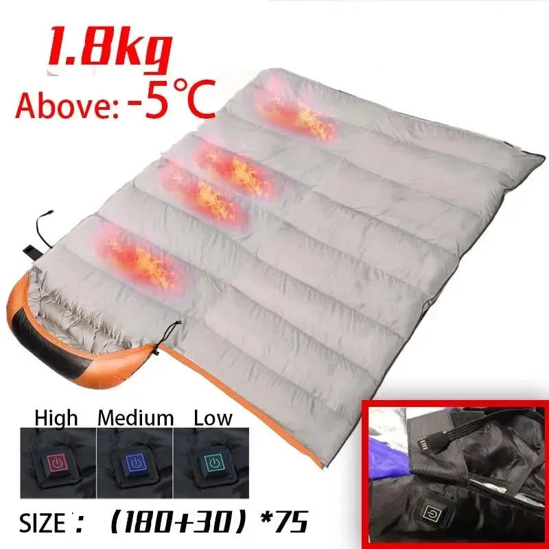 USB Heated Sleeping Bag – Waterproof Lightweight Winter Gear with 4-Zone Heating - Trekker Essentials
