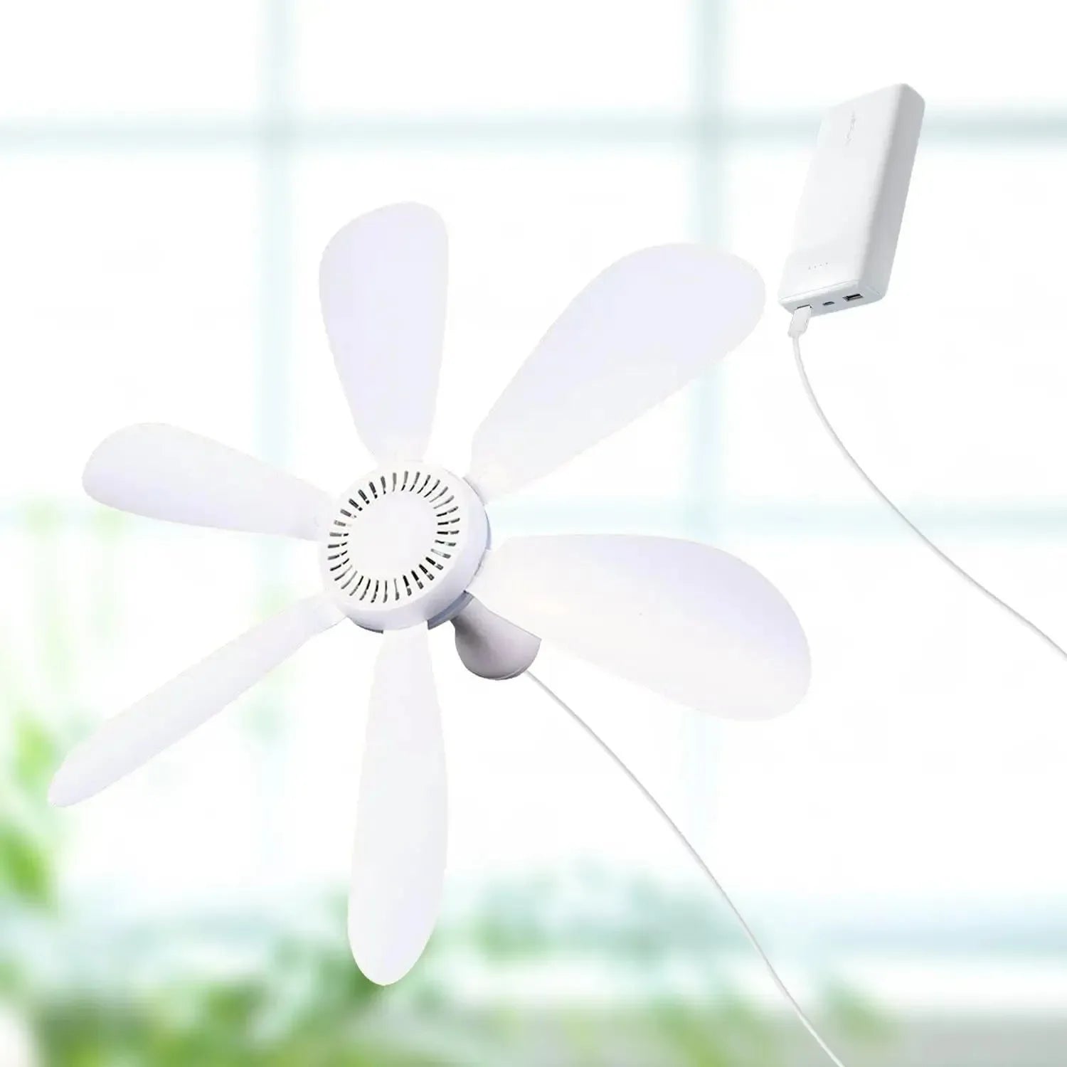 USB-Powered 6-Blade Ceiling Fan with Remote – Silent Hanging Fan for Camping & Bedrooms - Trekker Essentials