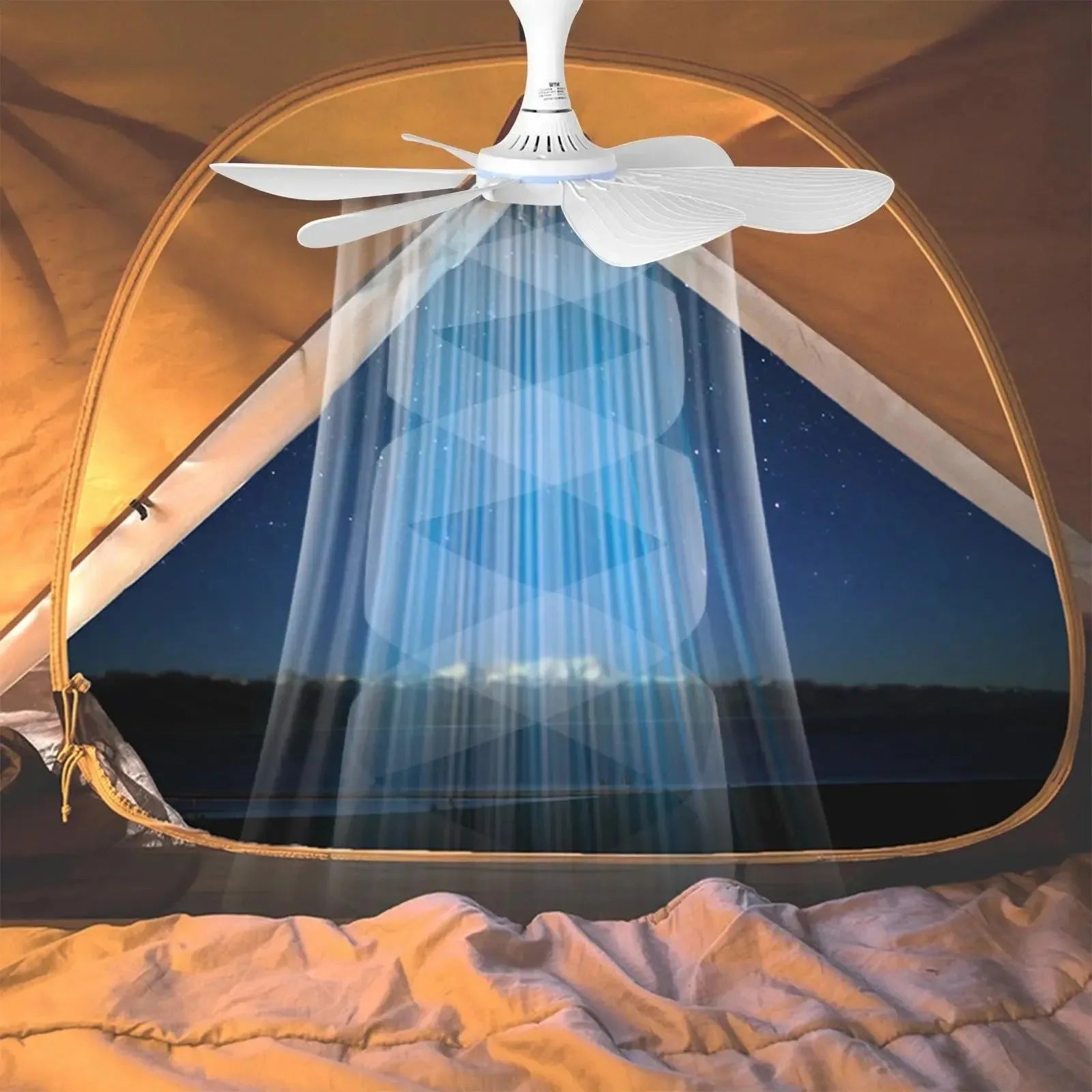 USB-Powered 6-Blade Ceiling Fan with Remote – Silent Hanging Fan for Camping & Bedrooms - Trekker Essentials