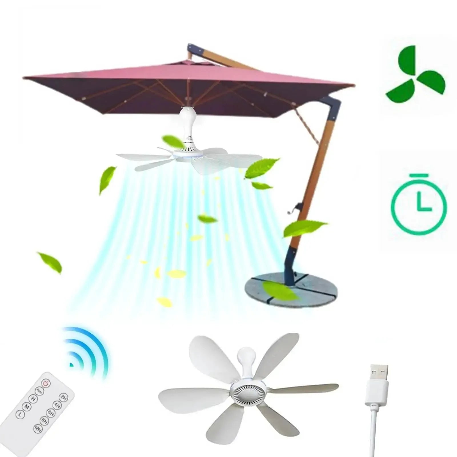 USB-Powered 6-Blade Ceiling Fan with Remote – Silent Hanging Fan for Camping & Bedrooms - Trekker Essentials