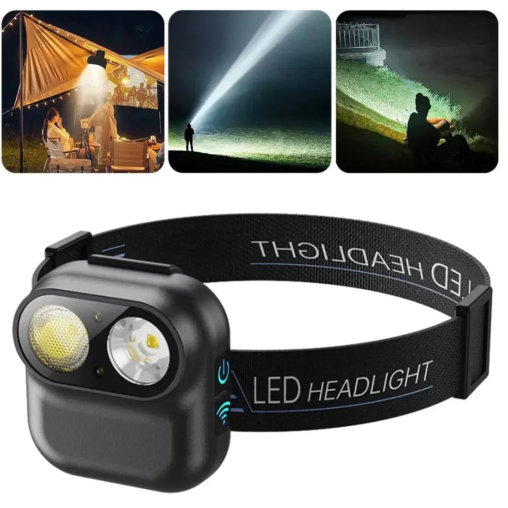 USB Rechargeable High Brightness Headlight, 6 Gears, 800mAh for Camping and Fishing - Trekker Essentials